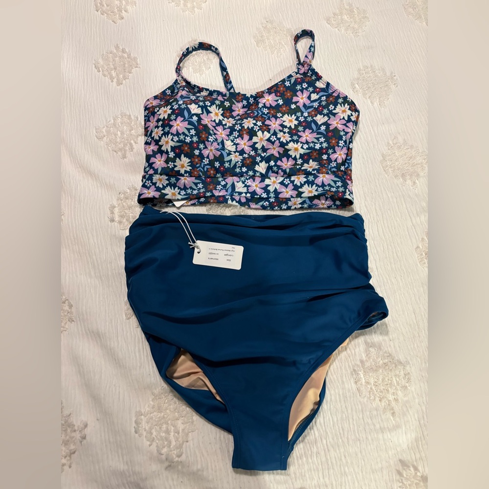 Floral Blue Women's Swim Set